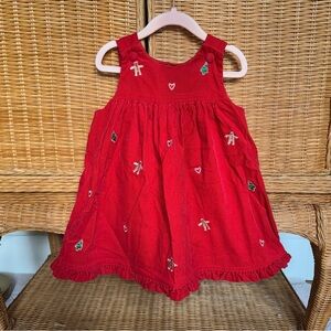 Christmas Corduroy Dress with Embroidered Accents
